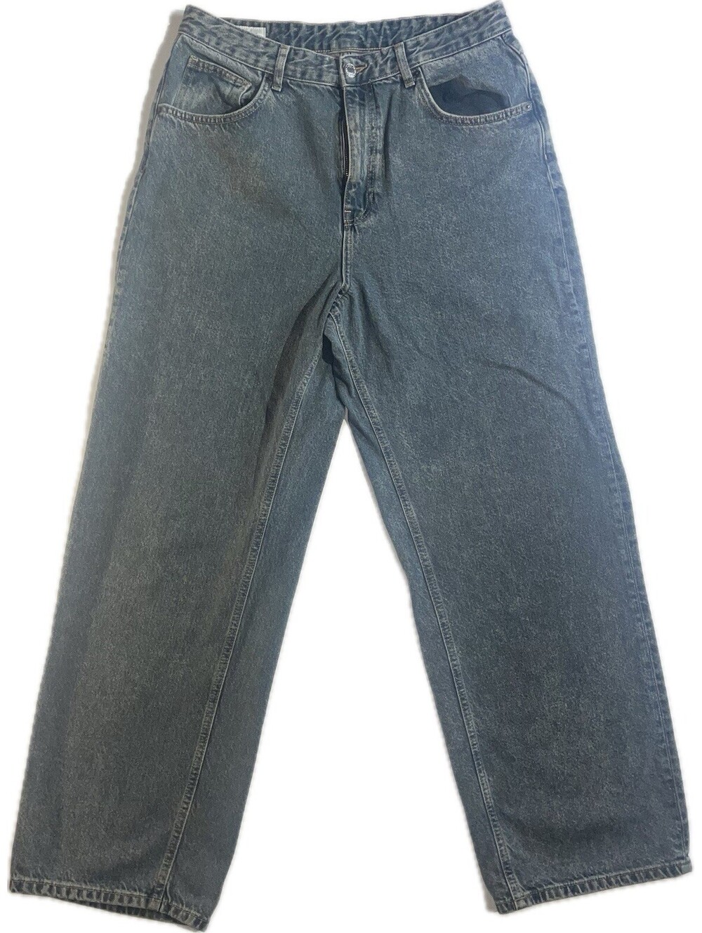 Zara Mens 32 Light Wash Wide Leg Jeans Relaxed Straight Denim Pants Blue EU 42